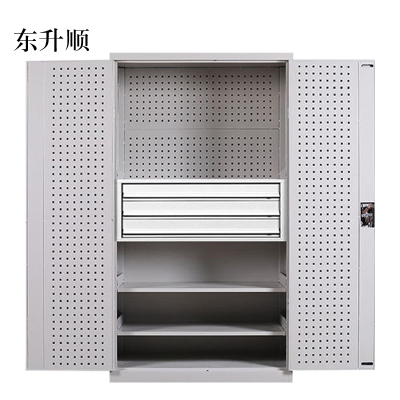 东升顺工具柜加厚铁皮储物柜工厂车间用带抽屉汽修多功能收纳柜通门内三抽柜灰白色