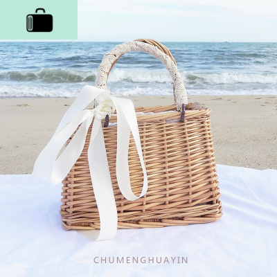 ins夏天编包手提女藤织海边度假儿童小篮亲子款可爱森复古清新NEW LAKE女士单肩包