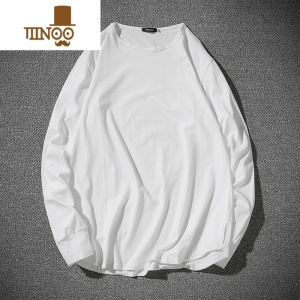 YANXU露指长袖t恤男加肥加大码中长薄款体恤潮胖子宽松打底衫