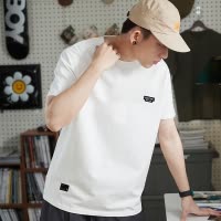 [1.5折价31元]唐狮夏季新款纯棉短袖t恤男潮印花白色半袖休闲宽松体恤上衣t