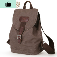 双肩包男女小背包时尚潮流休闲学生书包英伦帆布旅游旅行包NEW LAKE 成品洗水怀旧深咖色