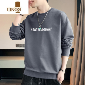 YANXU长袖t恤男士秋季宽松上衣服男生款圆领卫衣休闲青少年打底衫