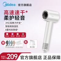 美的(Midea)高速吹风机 39亿等离子护发 家用吹风筒 杀菌除头螨电吹风 节日/生日礼物 FG208+风嘴流光白