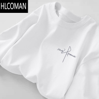 HLCOMAN男装长袖t恤春季潮牌打底衫青少年短袖T恤白色内搭体恤男秋衣