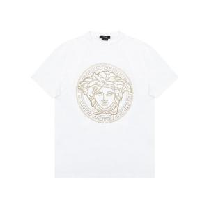 Versace纯棉圆领短袖T恤男装胸前Medusa贴钻印花时尚个性潮流男装