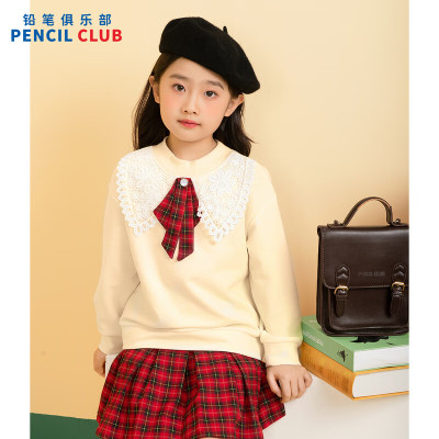[1件3折]铅笔俱乐部童装2025年秋装新款女童卫衣中大童学院风上衣儿童圆领T恤