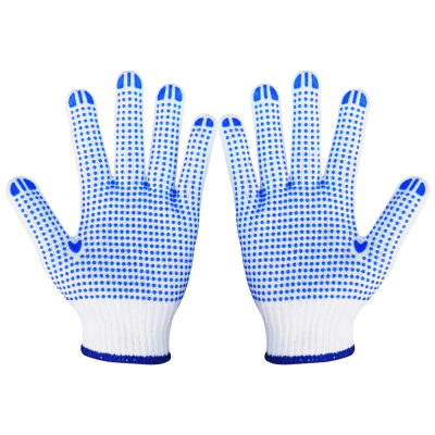 翌嘉YJ5121703点塑手套劳保手套防滑耐磨点胶手套 720g蓝点塑(12双)