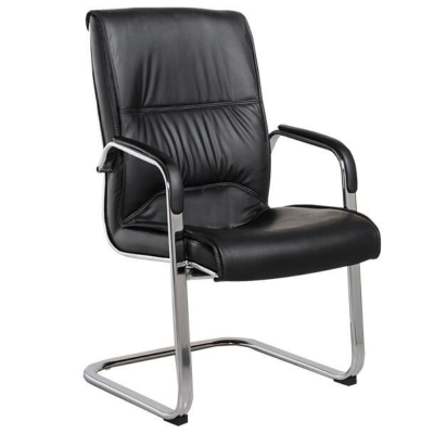 迅众 办公家具皮质办公弓形椅靠背职员电脑椅会议椅子办公室椅弓形会客转椅固定扶手麻将皮椅培训椅