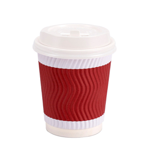 黎战 FR-061 280ml 带盖加厚隔热防烫双层纸杯水杯 500个/箱 (计价单位:箱) 白红