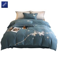 安居先森埃及长绒棉大版绣双人床四件套活性印染C1779