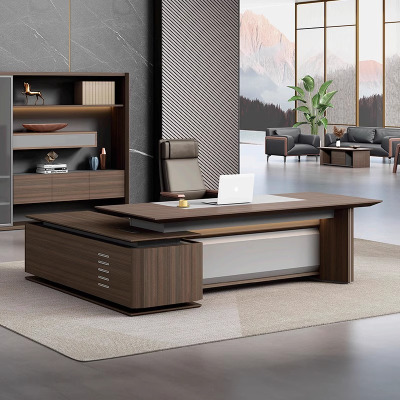 质凡轻奢单人大气班台经理桌文件柜组合