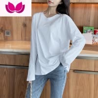 七斓白色长袖T恤女ins超火宽松内搭小众加绒百搭显瘦打底衫潮