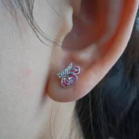 韩国气质镶钻蝴蝶翅膀单只耳骨钉左耳送女朋友老婆情人节七夕生日礼物