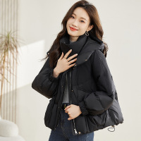 年冬季女款小个子短款加厚宽松棉衣棉服时尚保暖连帽外套