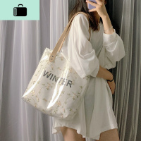 手提包包女2020夏季新款潮韩版百搭单肩包大容量托特包果冻透明包NEW LAKE女士单肩包