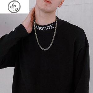 嘻哈男士项链韩版简约学生假银个性大粗钛钢链潮人潮男挂饰百搭女 JiMi