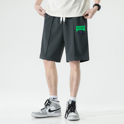 春夏季休闲裤男华夫格五分裤潮牌抽绳宽松运动休闲短裤子