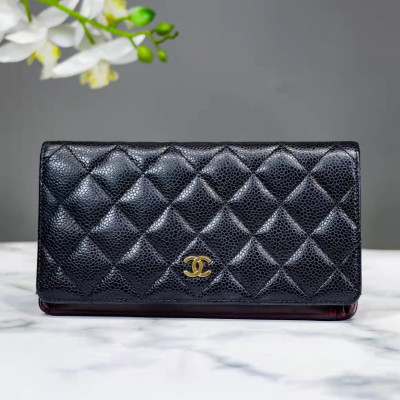 [二手95新]chanel香奈儿黑色荔枝牛皮女士女款钱夹