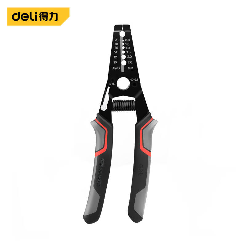 deli得力DL2606弯柄剥线钳0.8-2.6mm(黑)(把)