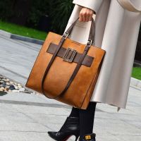 Ceba秋冬新款欧美复古女式手提包感通勤托特大包单肩女包
