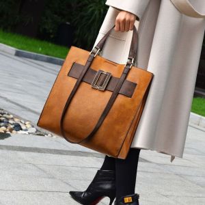 Ceba秋冬新款欧美复古女式手提包感通勤托特大包单肩女包