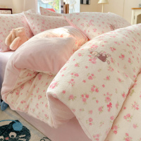 珊瑚牛奶绒床单四件套加厚保暖秋冬季雪花绒被套法兰绒被罩三件套