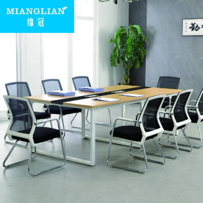 绵冠MIANGUAN议桌洽谈桌简易钢架桌员工桌长条培训桌红樱桃色