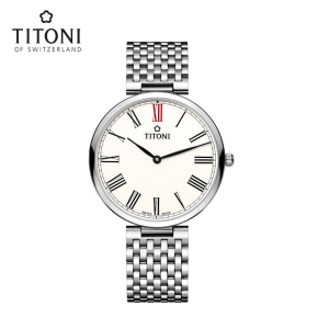 Titoni/梅花表纤薄系列精钢时尚男表石英表瑞士TQ52718S-608 TQ52718S-608