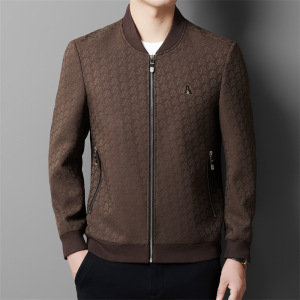 新款冬季外搭中年百搭休闲开衫夹克精品爸爸装棒球领夹克衫