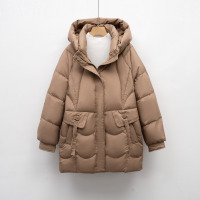 加厚时尚简约连帽保暖时尚冬季外套面包服中长款宽松羽绒服