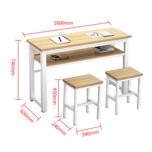 誉卓远长条桌培训桌学习桌椅学校培训班写字课桌椅 双人含椅160*60cm 米色