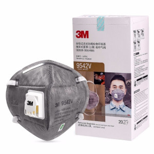 3M 9542V/9541V口罩 KN95级活性炭呼吸阀雾霾粉尘喷漆异味装修针织带20只装透气