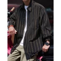 [2.5折价110元]唐狮春款条纹长袖衬衫衬衫男长袖休闲衬衫男衬衣男长袖衬衫