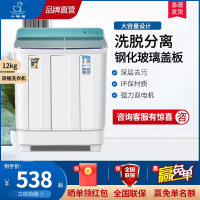 小鸭12公斤双缸洗衣机半自动双缸双筒家用大容量波轮洗脱两用 可单洗单脱水 海沫绿