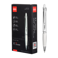 齐心 X1 太空灵感笔 速干双珠子弹头 白色笔杆 0.5mm 黑 12支装