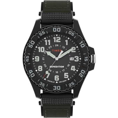 TIMEX 男式 Camper 42 毫米 日期 石英手表 - 黑色表盘