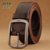 Jeep吉普头层牛皮腰带男纯牛皮手工皮带男真皮针扣窄款覆古裤带潮