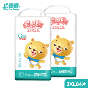 优酷熊婴儿拉拉裤超薄透气XXXL84片(17kg以上)新生儿云柔尿不湿M L XL XXL加智能尿显男女宝宝儿童成长裤