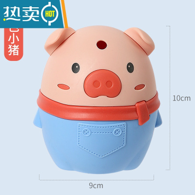 敬平 卡通牙签筒 家用客厅时尚自动弹出牙签盒按压式牙签收纳桶 蓝色小猪