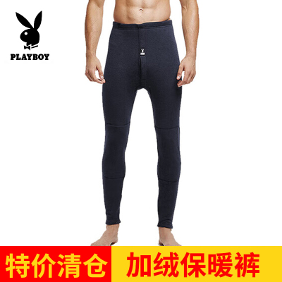 [断码清仓]花花公子男士加绒裤加厚保暖裤贴片护膝藏青秋冬款