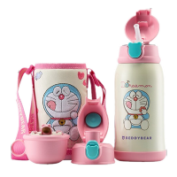 (私人定制)哆啦A梦系列杯具熊儿童保温杯带吸管儿童水杯316不锈钢内胆宝宝学饮杯儿童保温壶600mlBEDDYBEAR