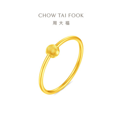 周大福mini猫眼珠通勤闭口戒足金黄金戒指计价女款(工费180元)EOF1982礼物
