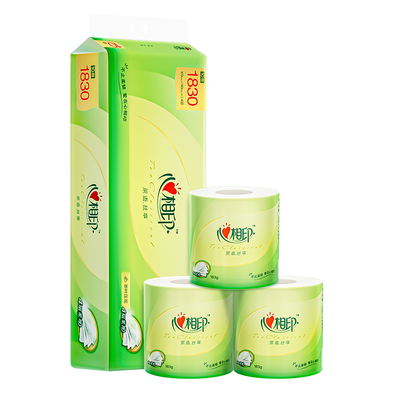 心相印 BT2010 茶语丝享183克10粒装四层茶叶压花卷筒 卫生纸 10卷*1提
