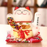 世界我一个初恋猫同款猫摆件陶瓷电动摇手居家小发财猫 三维工匠 6寸摇手金运(福槌)猫