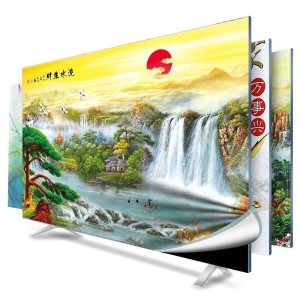 幸福派 电视罩防尘罩套简约现代曲面电视机罩挂式液晶客厅55寸50寸盖布 003流水生财 55寸(130*80cm)