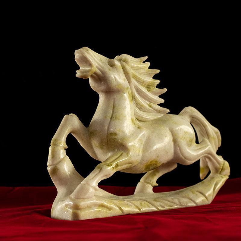 家柏饰(CORATED)玉石马到成功蓝田玉马摆件生肖马开业乔迁礼品客厅装饰