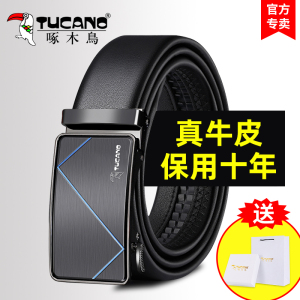 啄木鸟皮带男士真皮自动扣腰带韩版时尚休闲中青年商务纯牛皮裤带