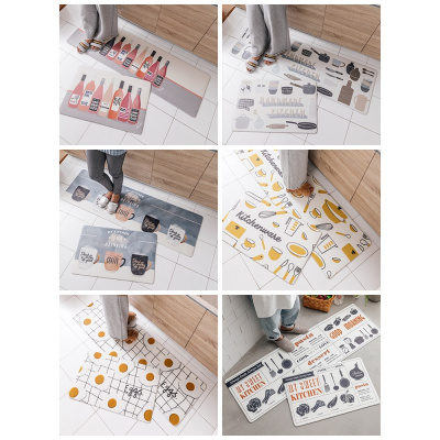 美帮汇北欧简约厨房地垫 家用地毯防水防油皮革脚垫免洗pvc长条防滑垫子