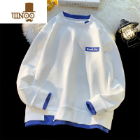 YANXU华夫格中山卫衣男士秋季2023新款圆领长袖上衣款宽松潮牌外套