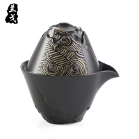 美帮汇粗陶旅行茶具套装家用泡茶陶瓷小套茶杯茶道配件便携式快客杯